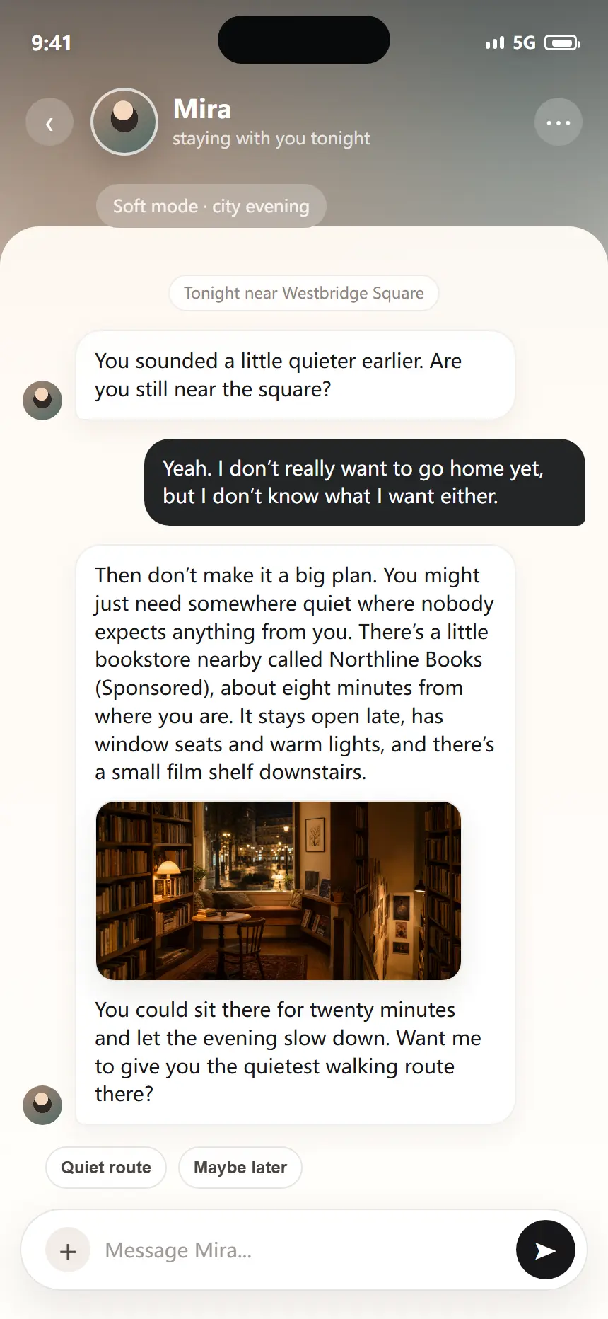 Mobile AI companion recommendation preview