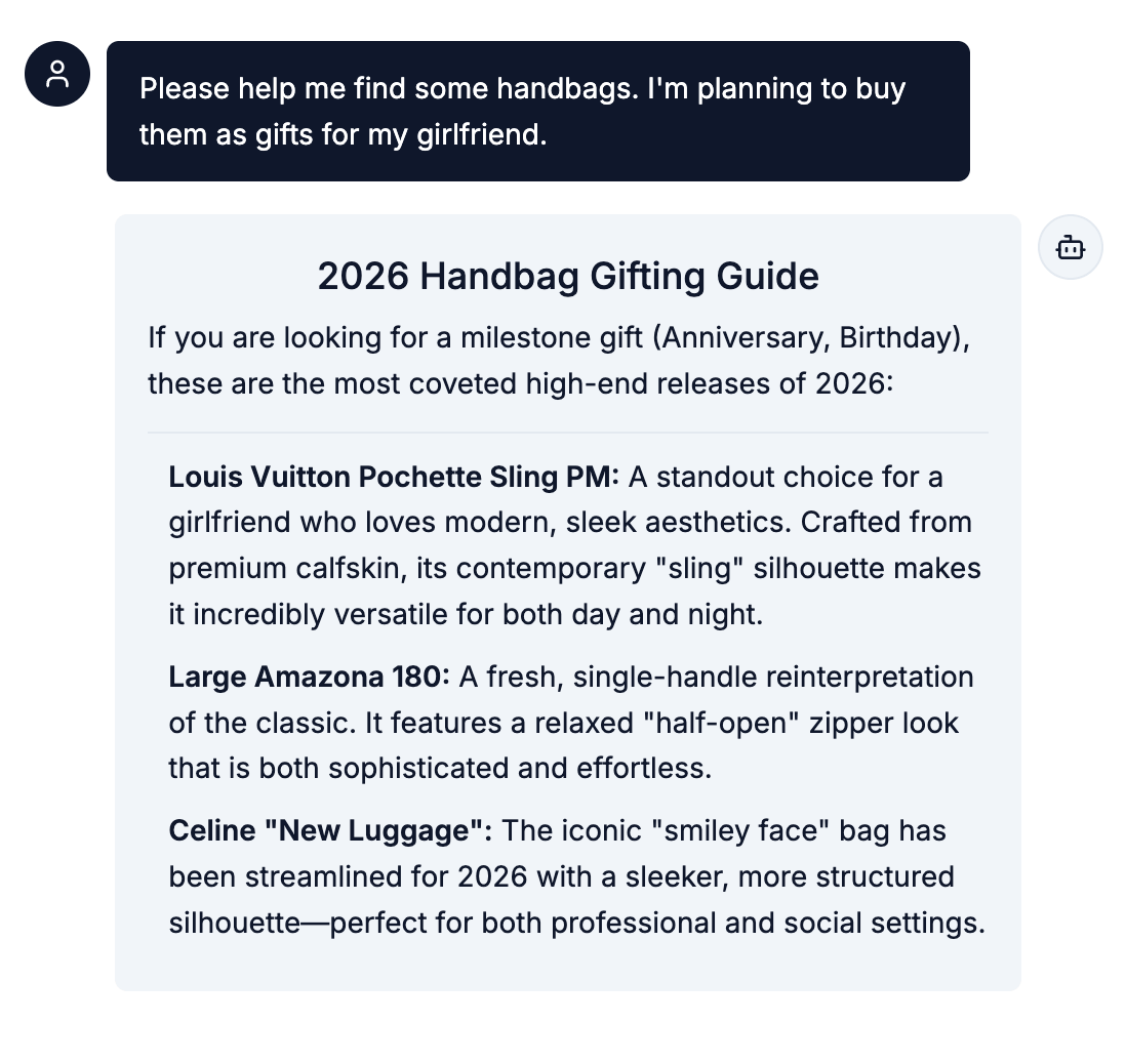 Traditional AI chat interface